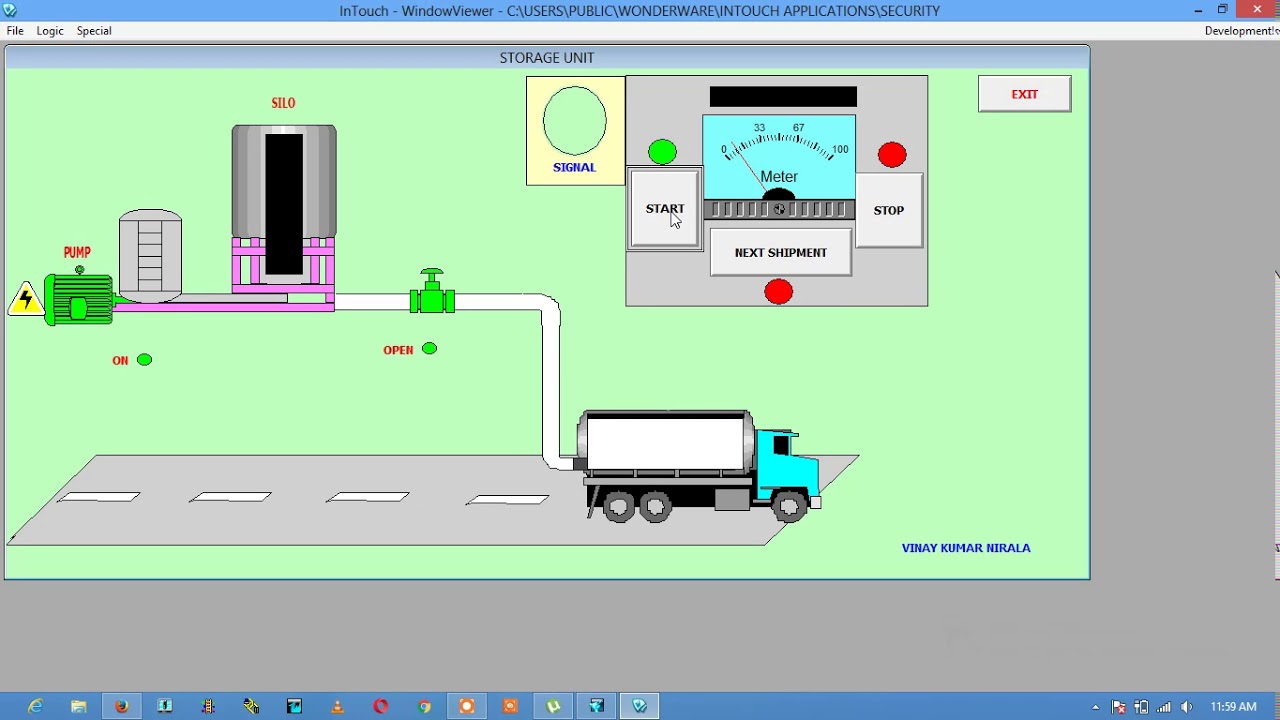 milk process on the intouch scada software