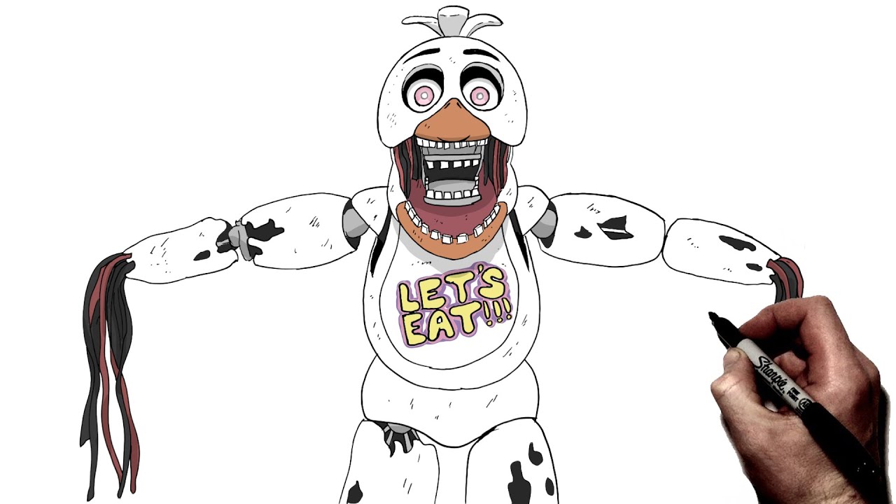 Как нарисовать иссохшую Чику | Пошаговая инструкция | FNAF 2