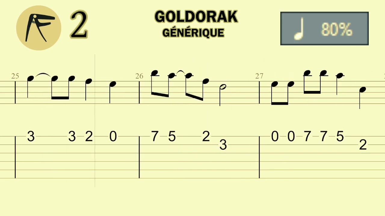 🎸 • GOLDORAK • THÈME • 🖐 • MÉLODIE & REPÈRES SUR LE MANCHE • ⭐⭐