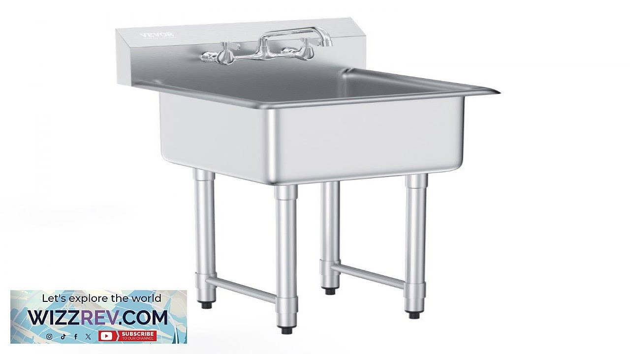 VEVOR Stainless Steel Prep & Utility Sink 1 Compartment Free Standing Small