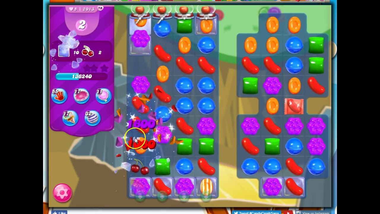 Candy Crush Level 2913 Talkthrough, 20 Moves 0 Boosters