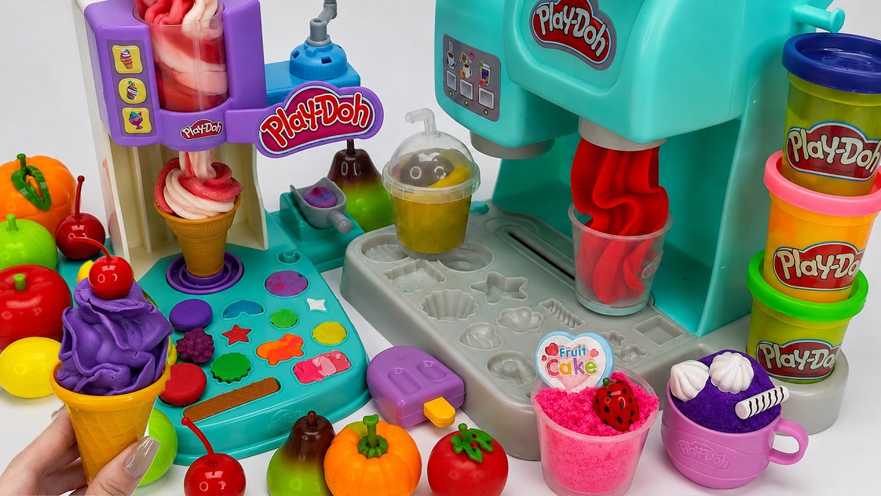 Ultimate ASMR Play Doh Double Ice Cream Playset 🍧 Satisfying Unboxing DIY Clay Desserts 무지개 아이스크림
