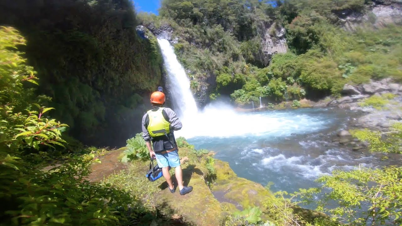 Running a 80 feet tall waterfall in a kayak down in Chile