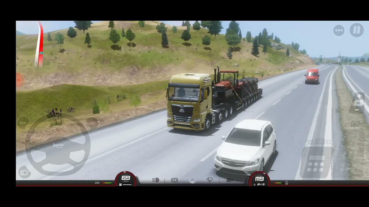 Truckers Of Europe 3 Long Semi Truck Transporting a Heavy Tractor Sending From The Lech 