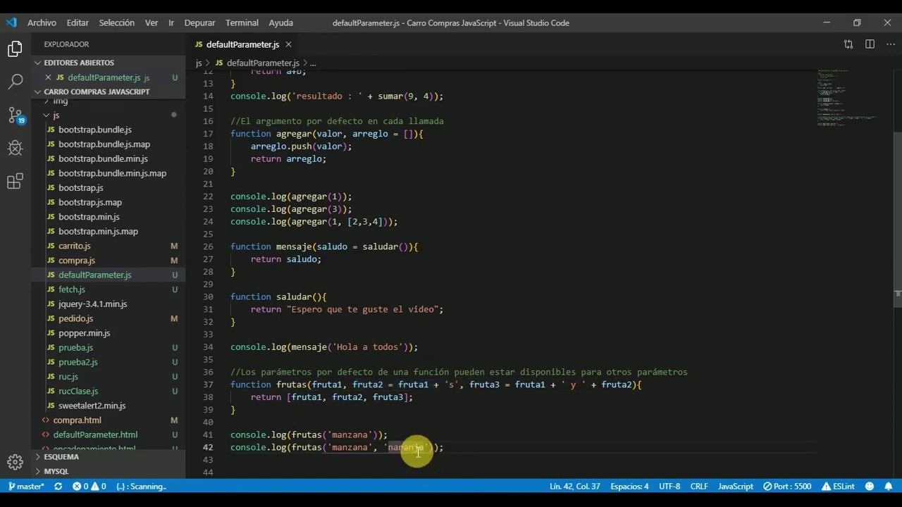 01 - Parámetros por defecto en JavaScript con ES6