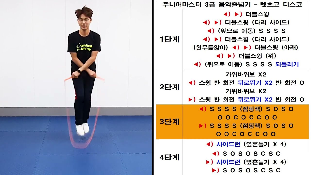 주니어마스터 3급 음악줄넘기  렛츠고디스코   [점핑클럽, 한국음악줄넘기협회 ] #주니어마스터#점핑클럽#줄넘기공인급수