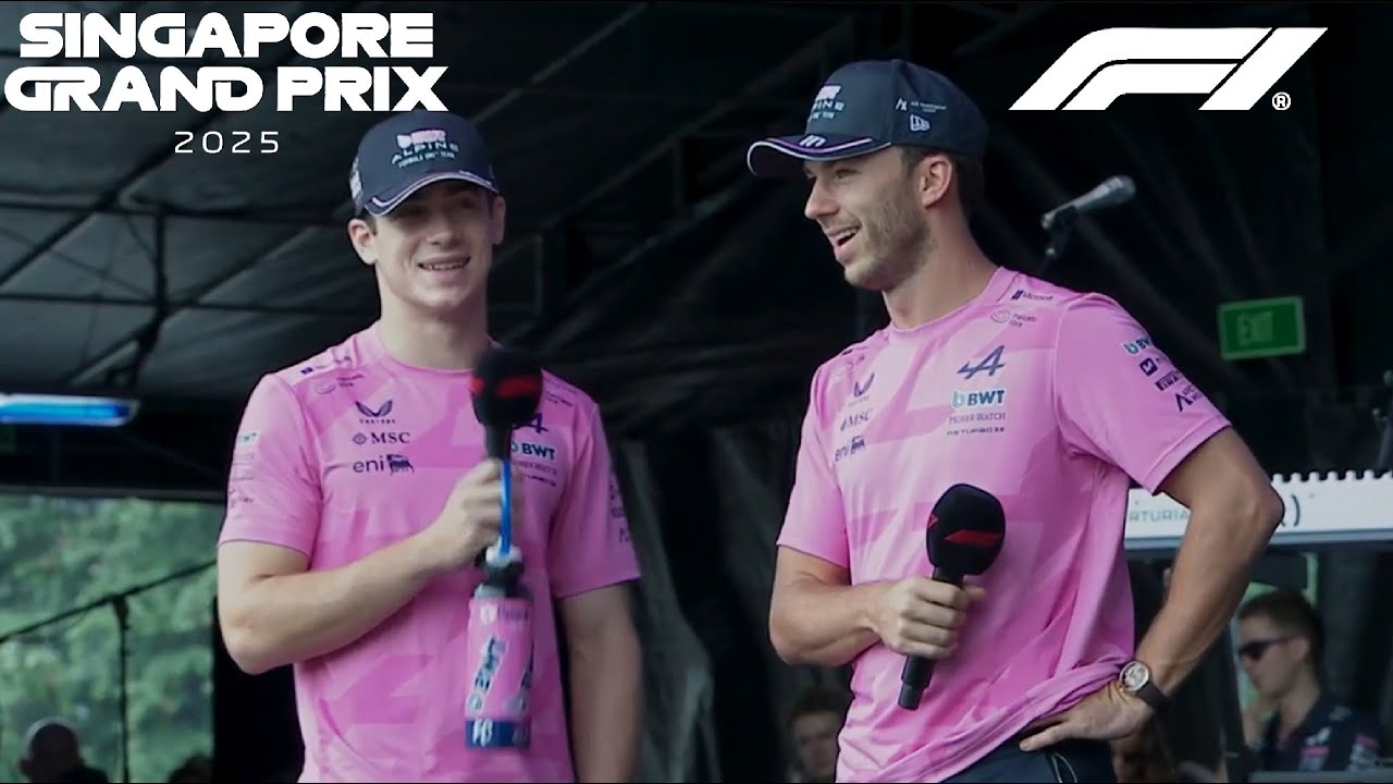 FRANCO COLAPINTO🇦🇷 PIERRE GASLY🇫🇷 MAX VERSTAPPEN y YUKI TSUNODA en SINGAPUR GP F1 FAN ZONE