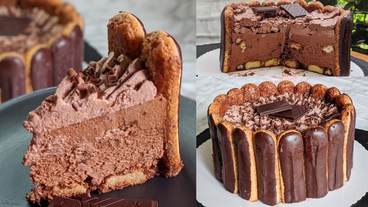 Chocolate Charlotte Cake | No-Bake Chocolate Mousse Cake