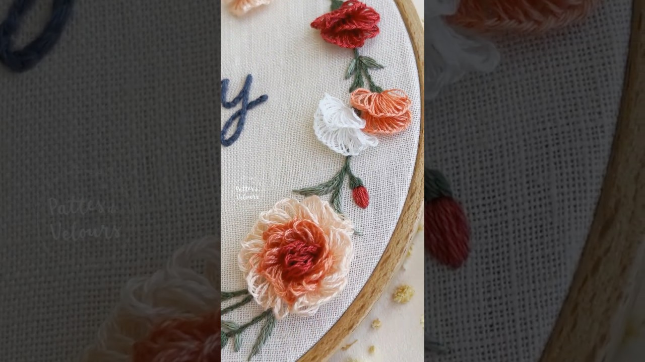 Stitching a Carnation, January Birth Month Flower #shorts #handembroidery