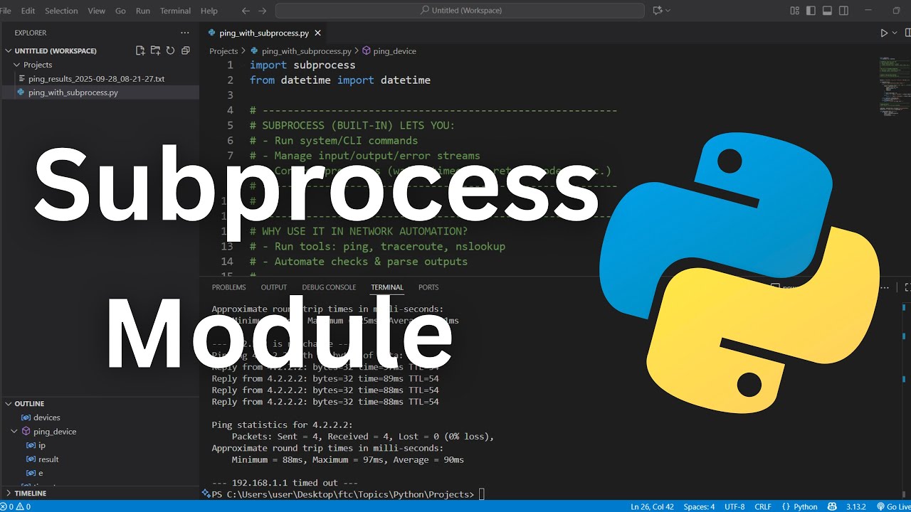 Учебное пособие по подпроцессу Python | Автоматизация пинга для нескольких устройств
