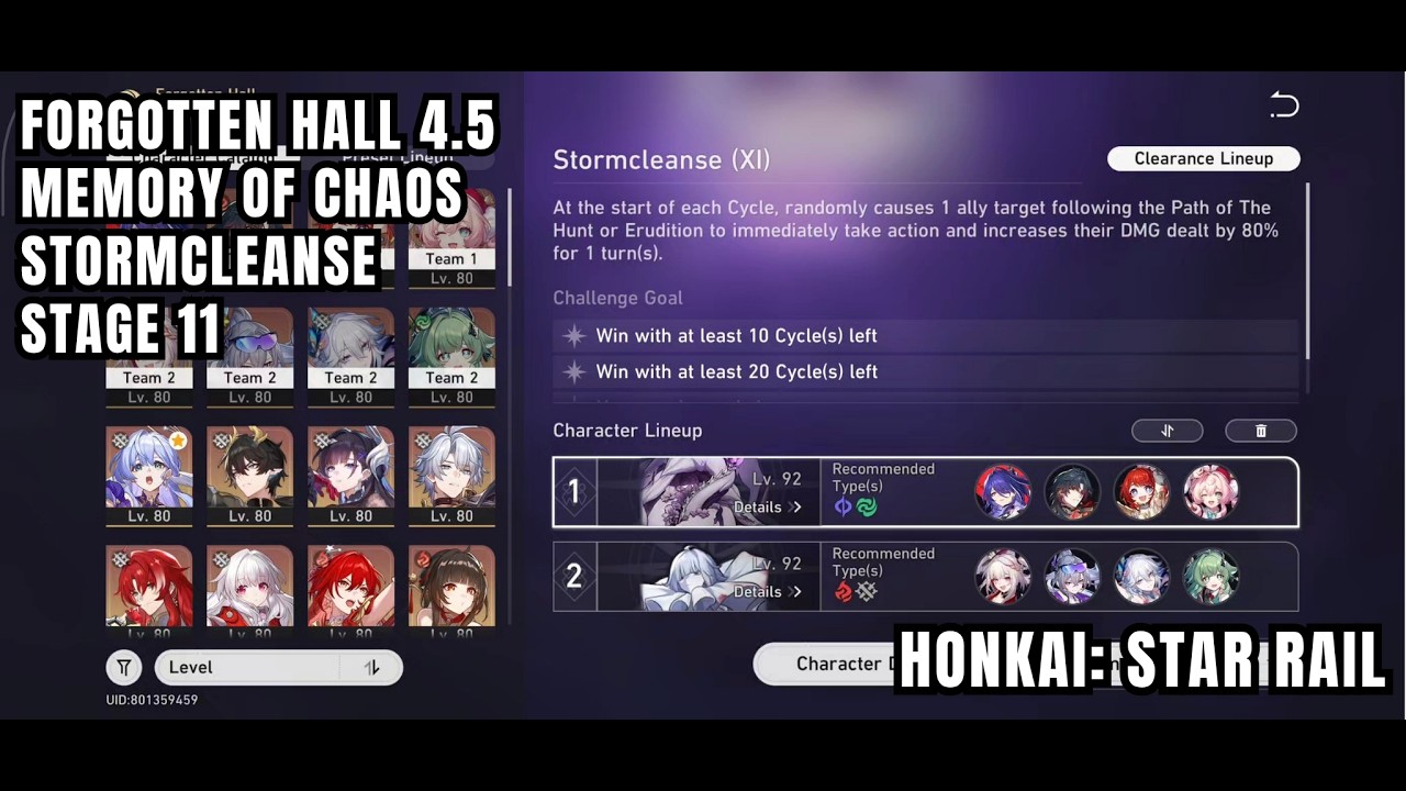 [Honkai: Star Rail Forgotten Hall] Memory Of Chaos (MOC) - Stormcleanse XI - Stage 11 - New 4.5