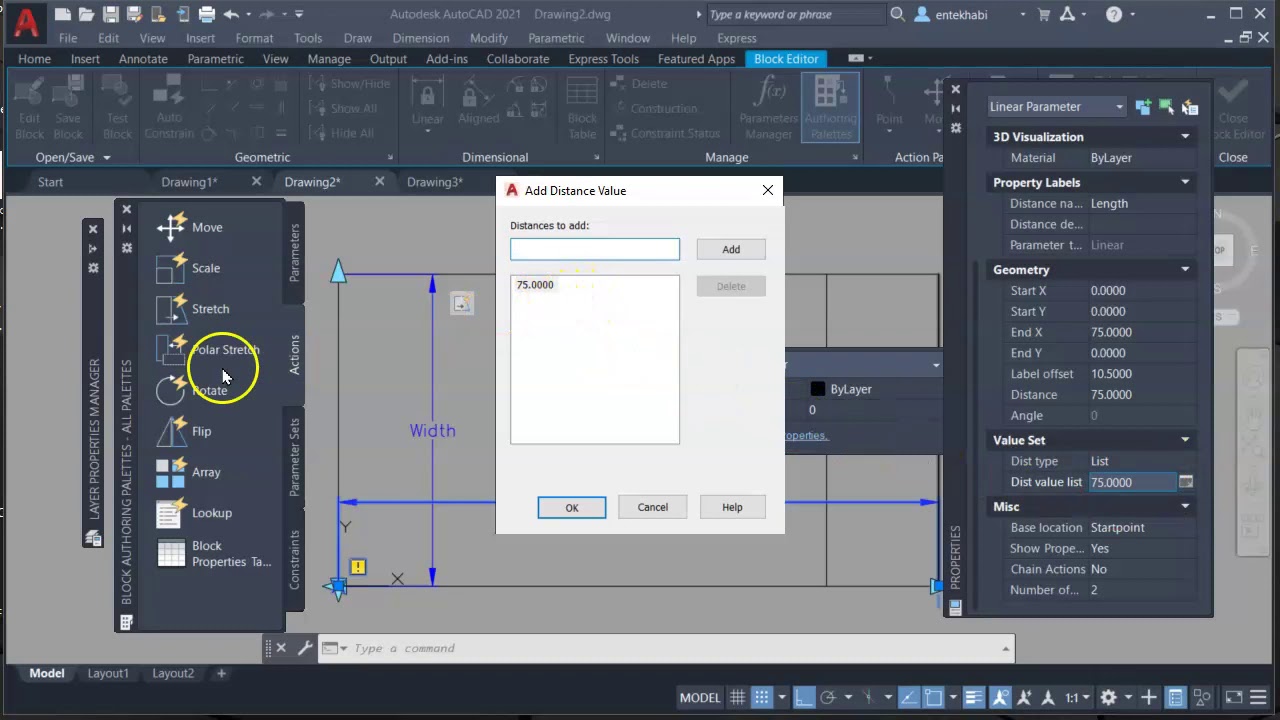 AutoCAD  Set Value for Dynamic Block