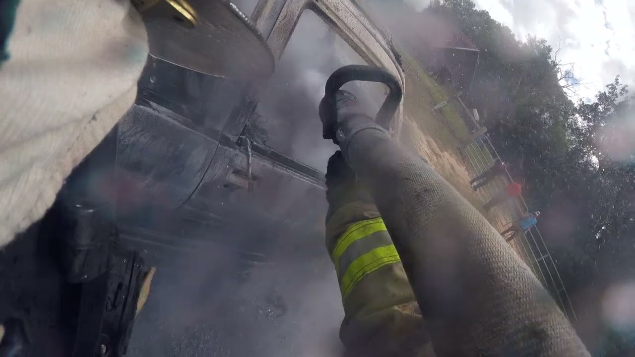 Vehicle fire with magnesium explosion.