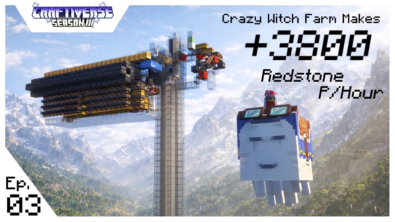 Building a 3800 Redstone P/Hour Witch Farm | Craftiverse Season Three | Episode 03