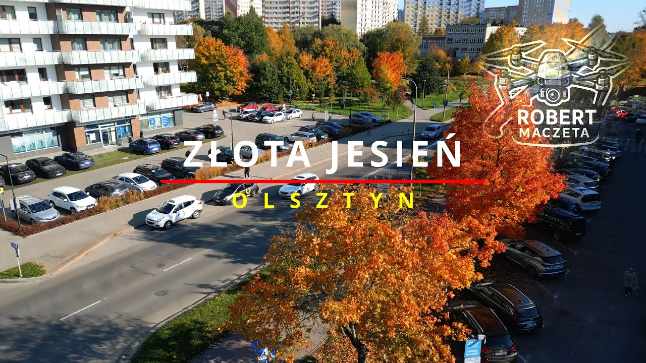 Złota Polska Jesień | Olsztyn | ulica Żołnierska | Widok z drona 4K