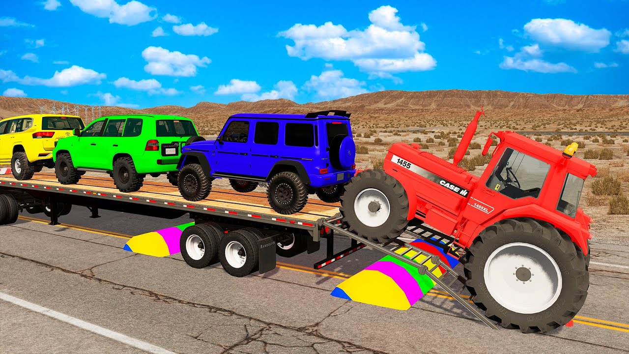 Flatbed Truck Mcqueen | Transportation with Truck - Pothole vs Car #20 - BeamNG.Drive