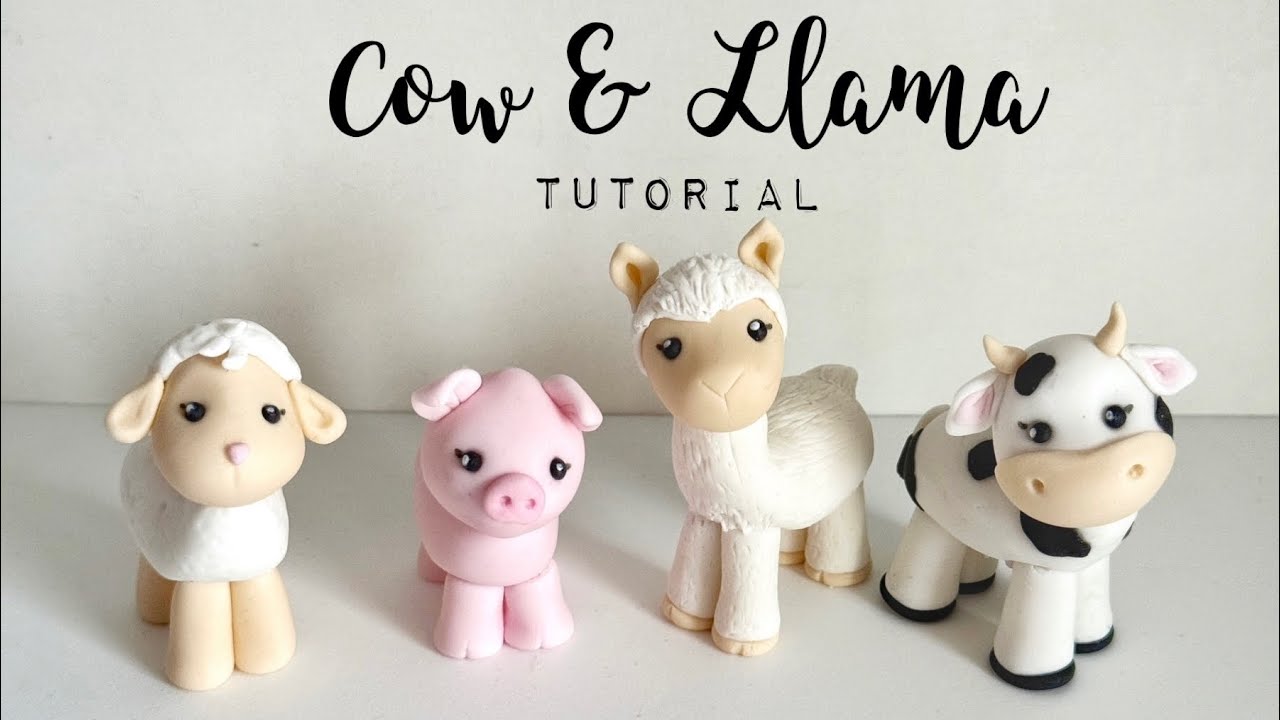 Fondant Farm animals tutorial with weights | How to make a fondant Cow | How to make a fondant Llama