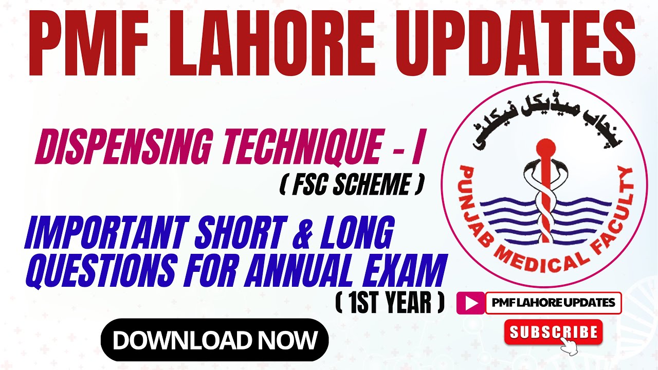 PMF Dispensing Technique-I | Important Short & Long Question | Annual Exam June 2025 | PMF Lahore