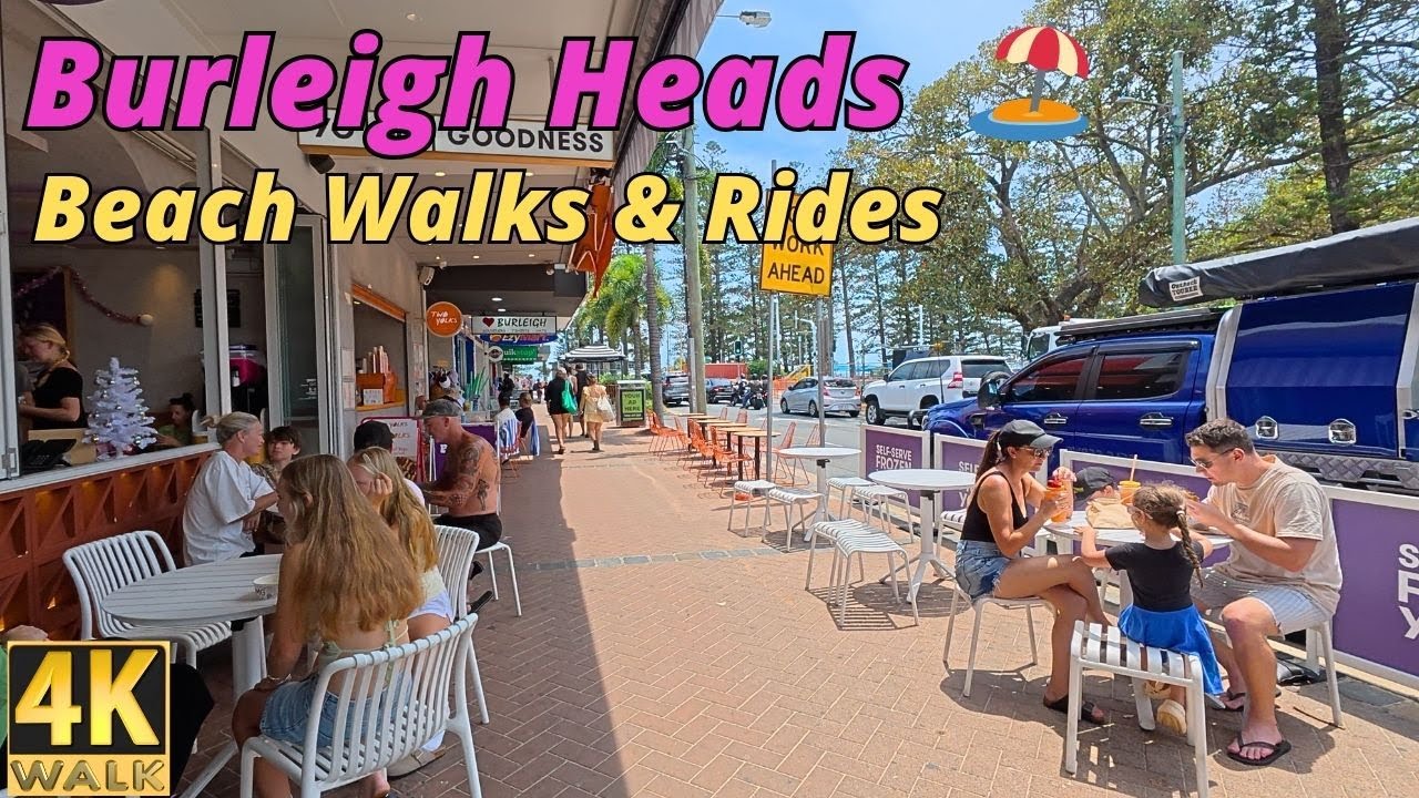 Explore Burleigh Heads Gold Coast - 4k Beach Walk & Rides Tour