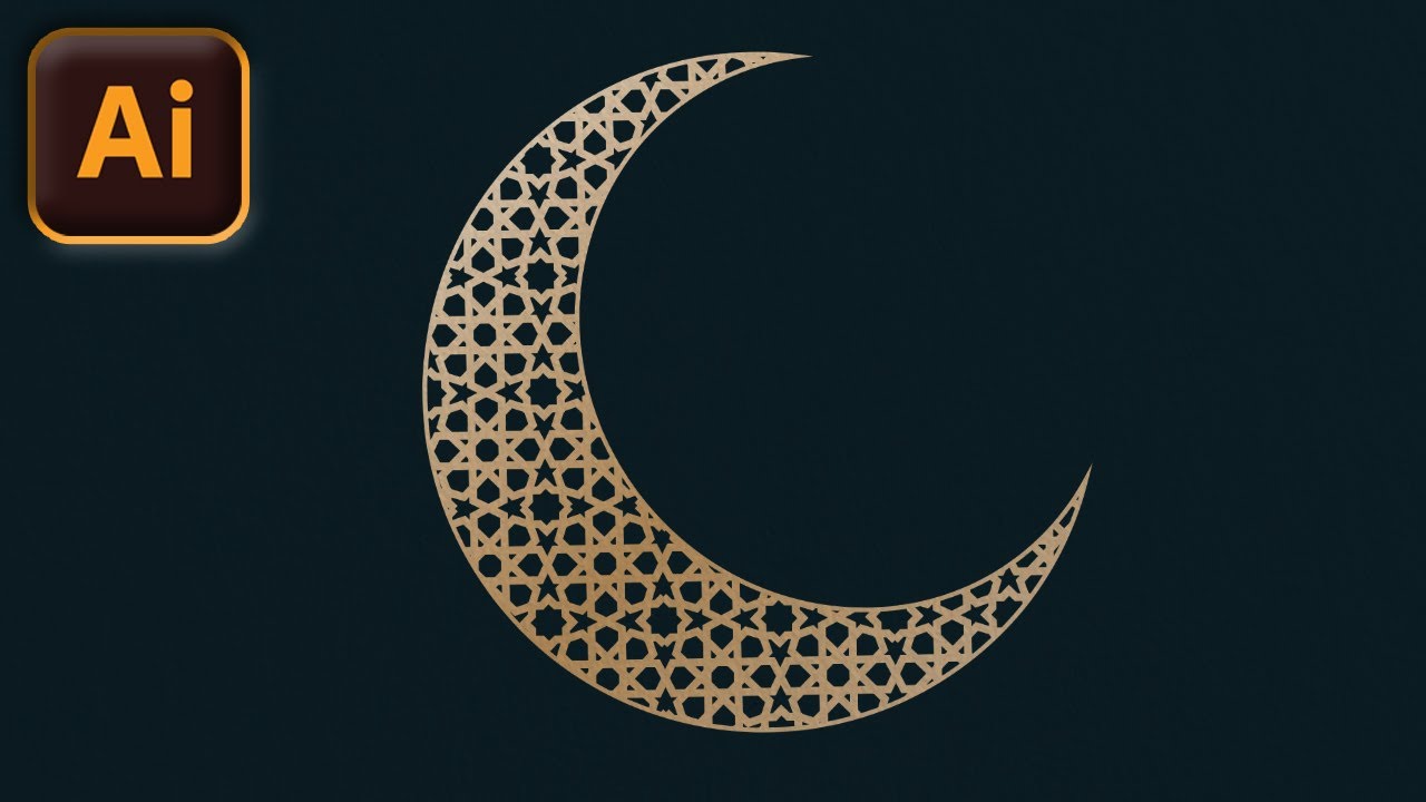 Adobe Illustrator Tutorial - How to Create a Crescent - رسم هلال رمضان مزخرف
