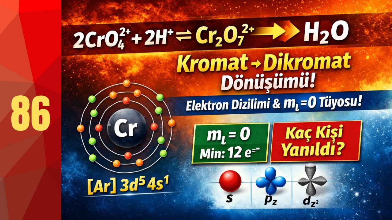 86-Kromat ve Dikromat İyonları|Reaksiyon Türü ve Elektron Dizilimi| GENEL KİMYA | AP KİMYA| IB KİMYA