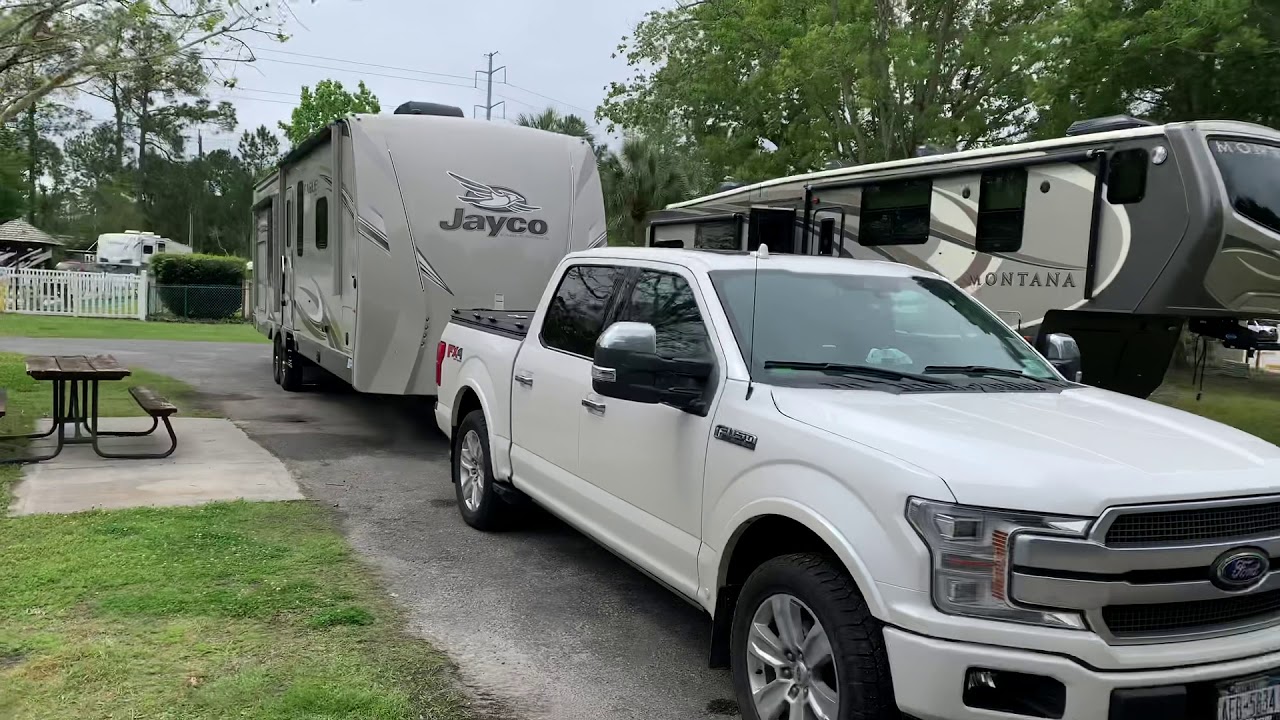 F150 hitched up to a Big 11,700 gvwr 42 foot long travel trailer ( with the generator)