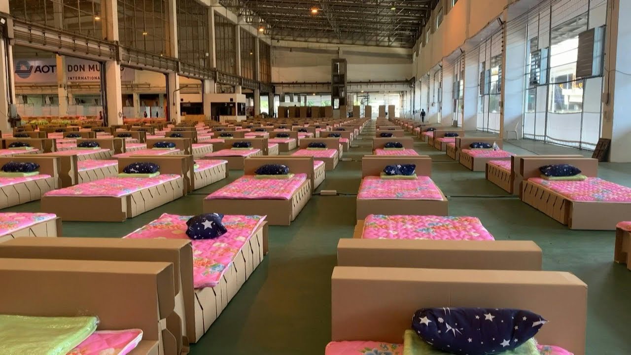 Nearly 2,000 cardboard beds set up for Thailand airport Covid hospital | AFP