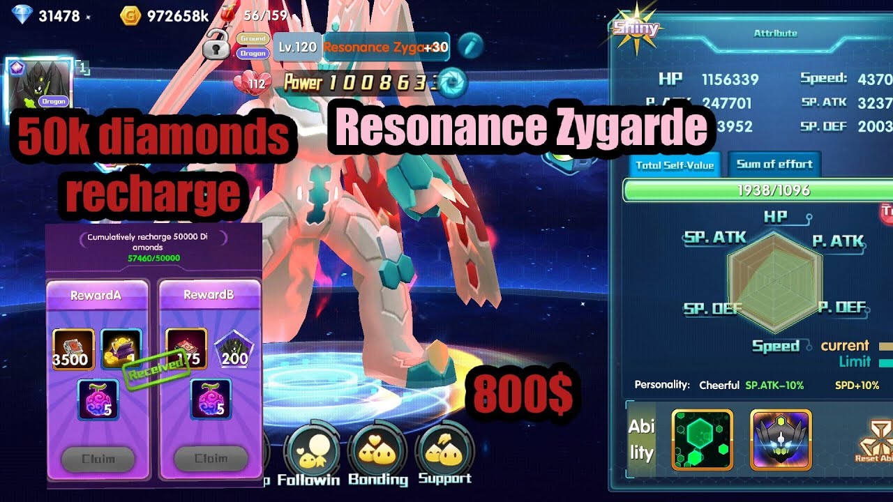 800$ recharge for Resonance Zygarde😅 - Pokeland Legends