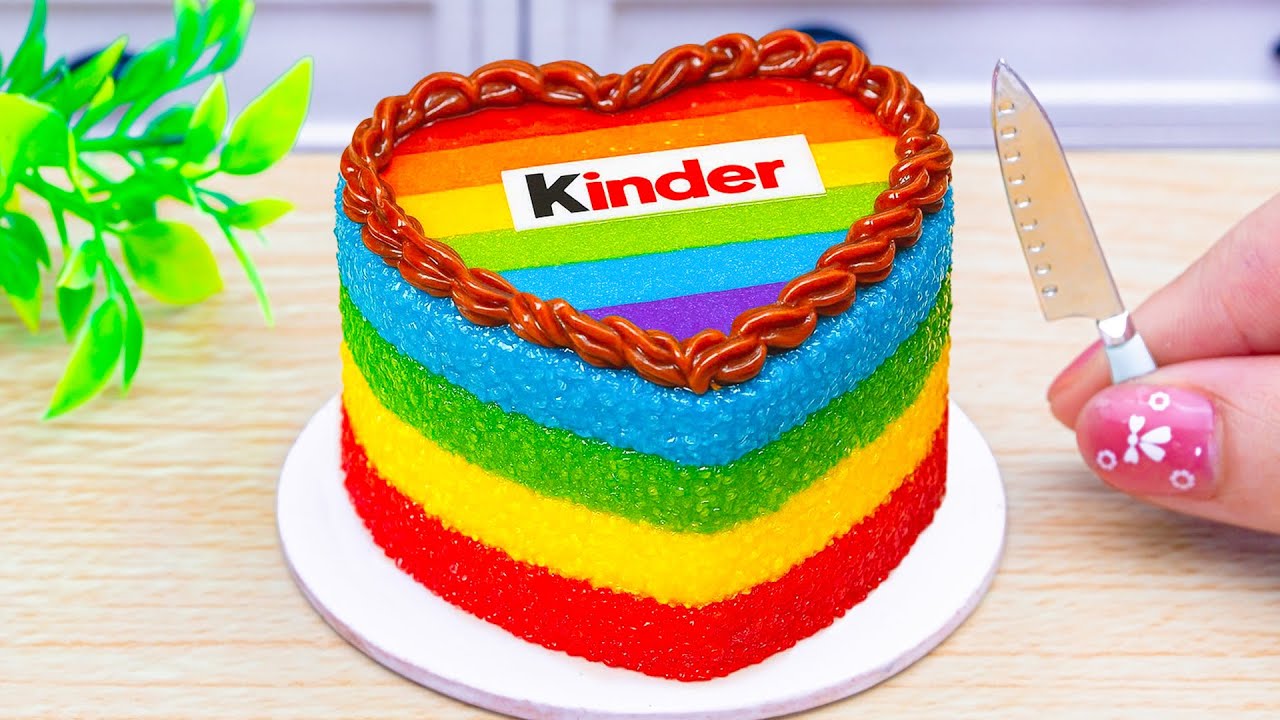 Rainbow Kinder Cake Recipe Ideas🌈Miniature Rainbow Cake Decorating With Chocolate By Amazing Cake