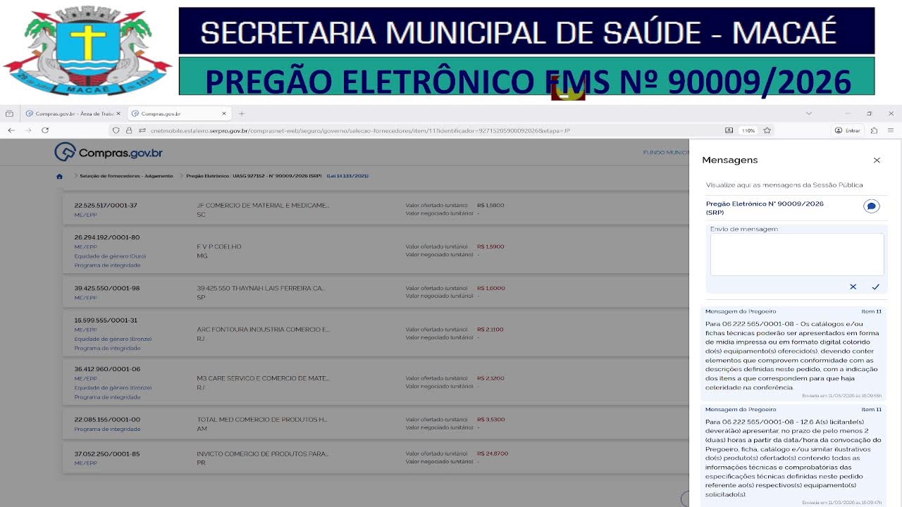 PREGÃO ELETRÔNICO (SRP) FMS N.º 90009/2026