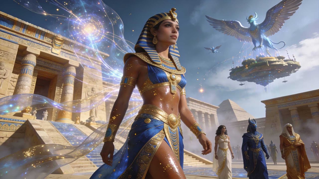 Visual Poems | Epic Alliance: Ancient Egyptians & Winged Ones in Mysterious Temple Adventure | 4K