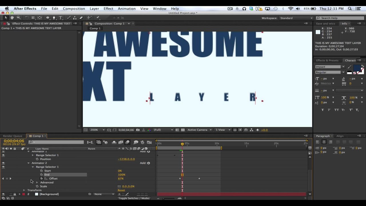 Week 2 Walkthrough - Text Animation and Effects & Presets