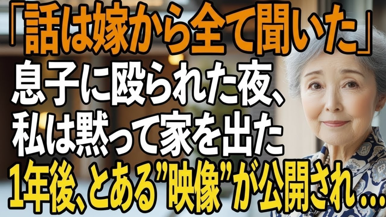 「話は嫁から全て聞いた！」その夜、理不尽に息子に殴られた私は黙って家をでた→1年後、とある”映像”が公開されると、息子家族の世界は崩壊した…【シニアライフ】【60代以上の方へ】