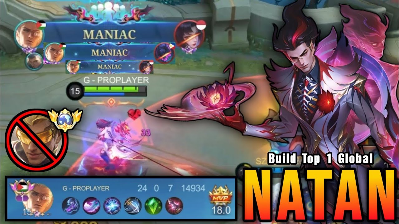 24 Kills + 3x MANIAC!! Natan VS Top Global Bruno!! - Build Top 1 Global Natan ~ MLBB