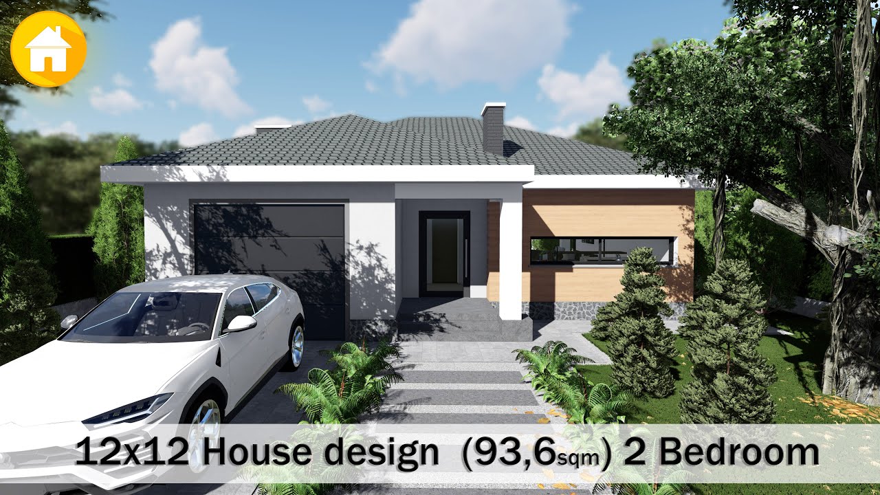 (12x12 Meters) Small house design  idea I House Design I 2 Bedrooms