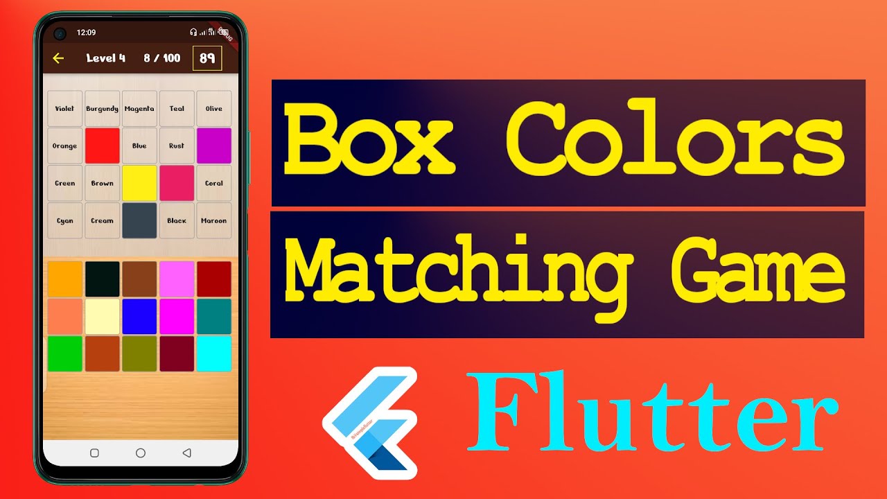 Flutter: Box colors matching game using Flutter in android studio | VS Code. Full tutorial. Complete