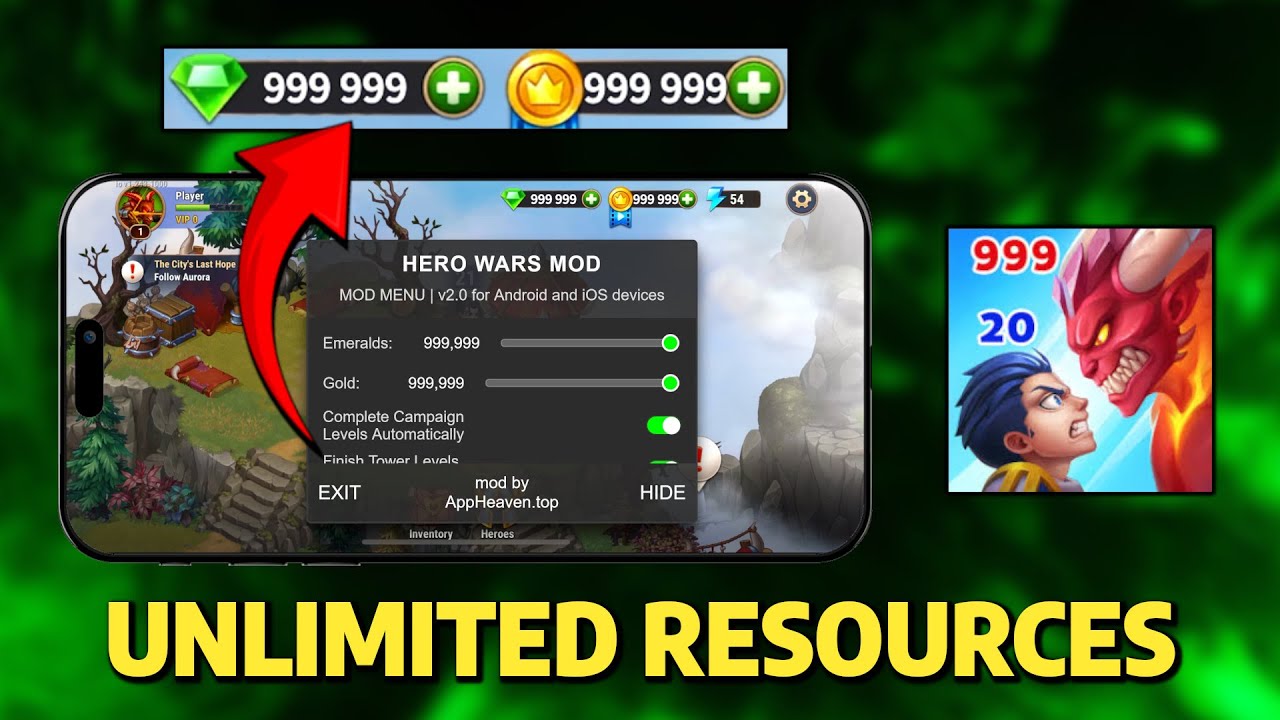 Hero Wars Hack Unlimited Emeralds and Gold iOS Android 2025