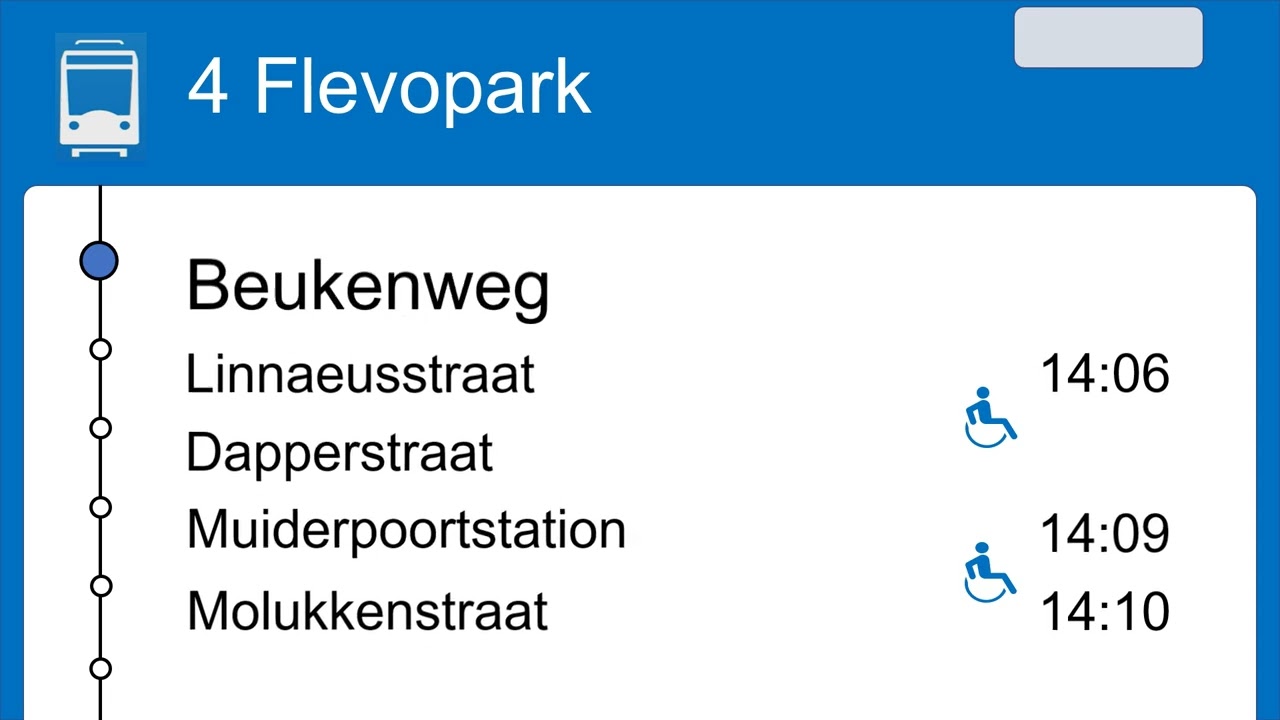 Omroep lijn 4 Centraal Station - Flevopark
