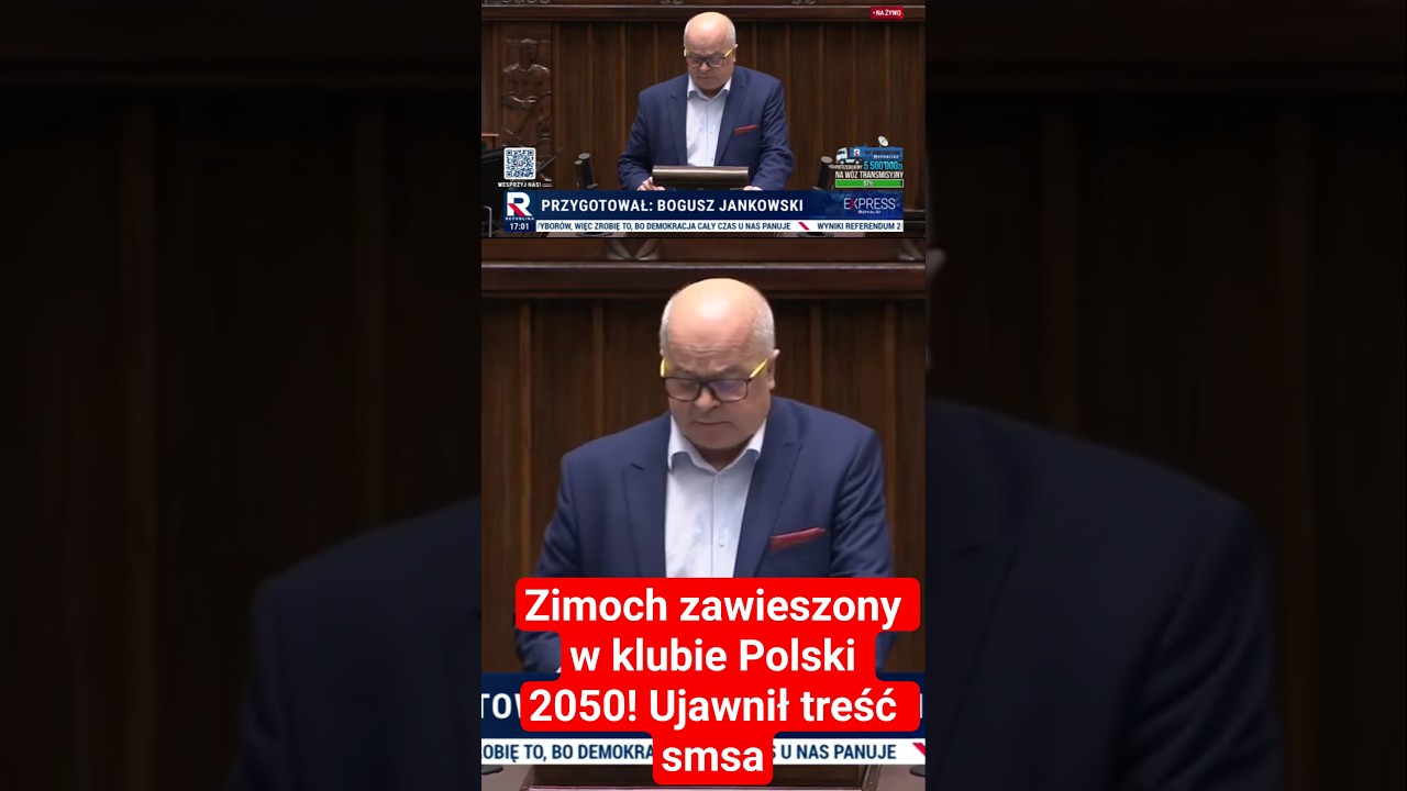 Zimoch zawieszony w klubie Polski 2050! Ujawnił treść smsa