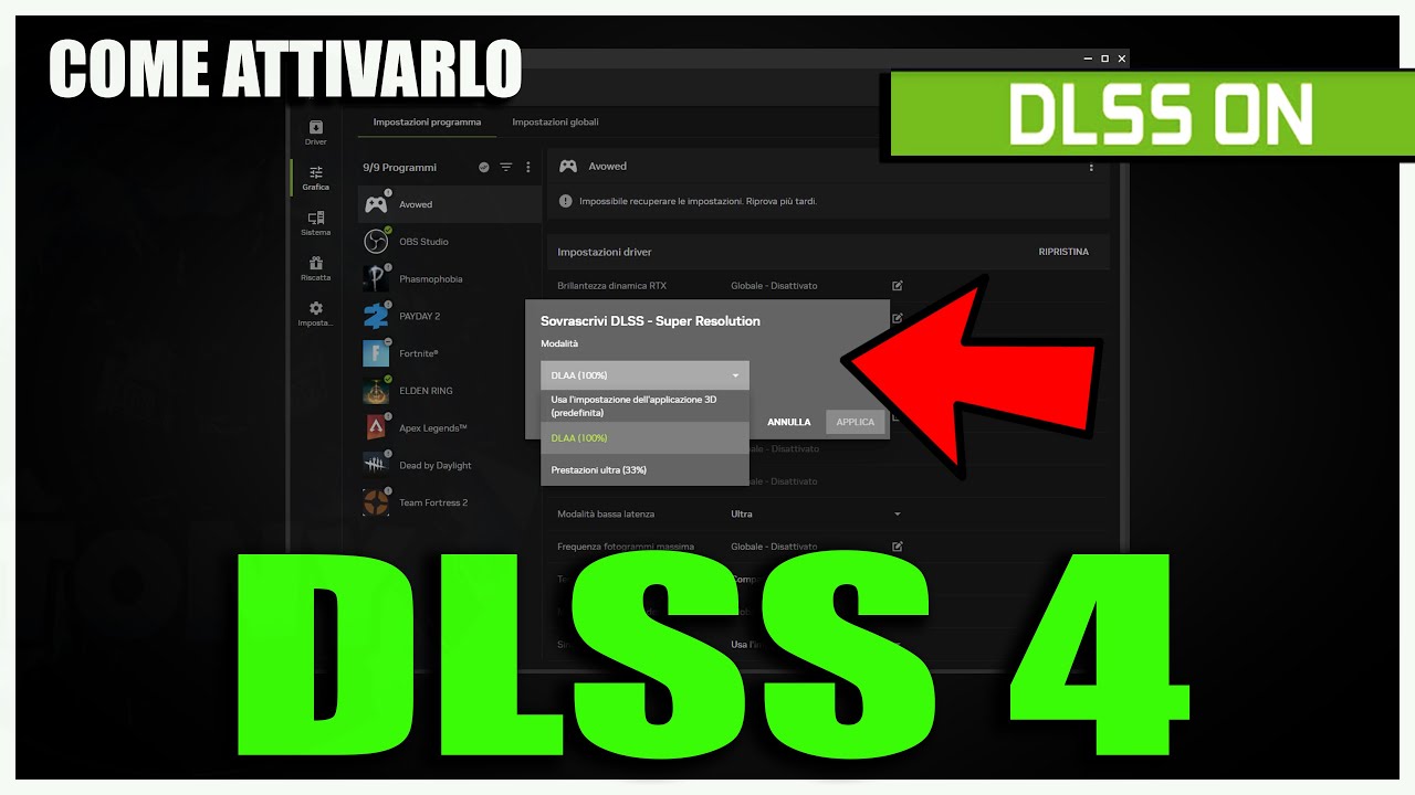 COME ATTIVARE IL DLSS 4 SULLA TUA SCHEDA GRAFICA NVIDIA - TUTORIAL #nvidia #tutorial