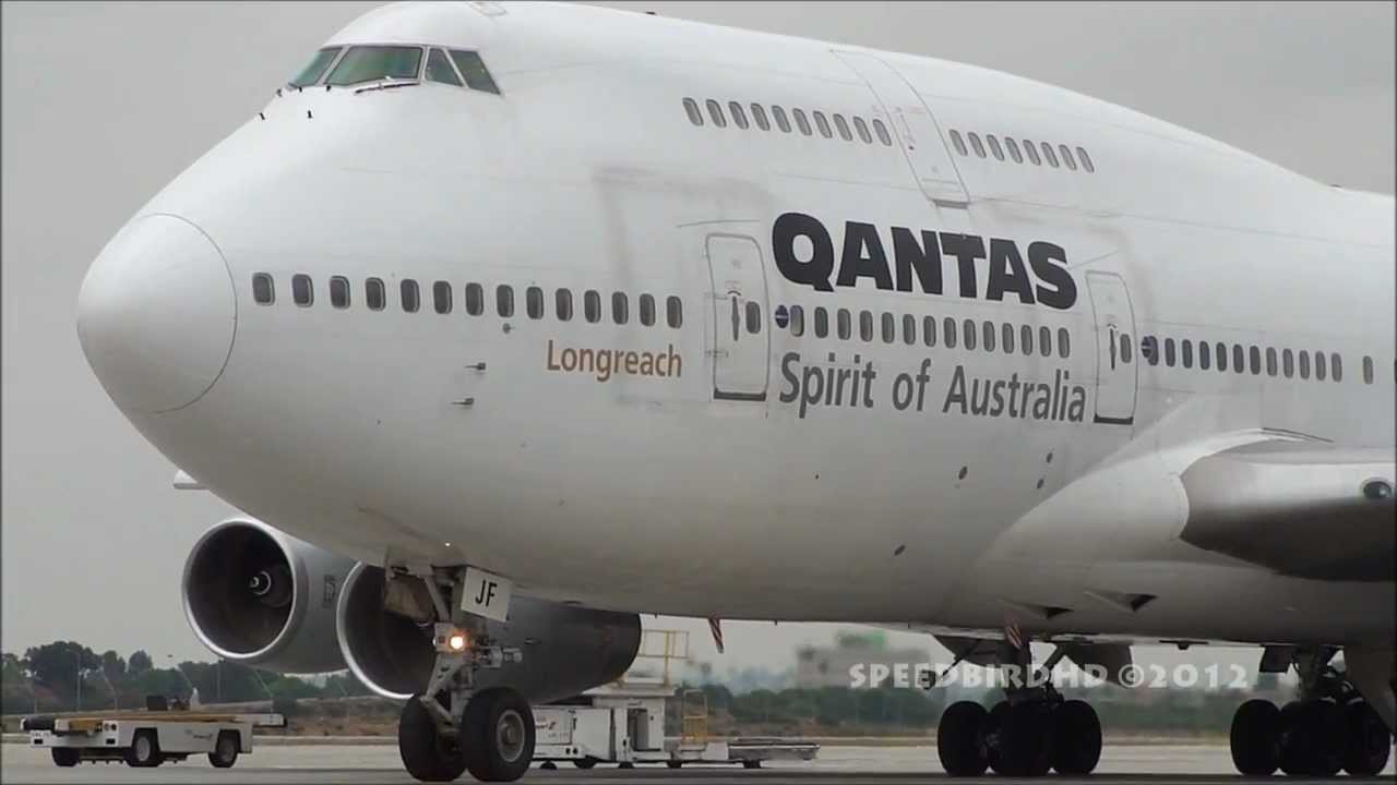 Qantas Airways Boeing 747-438 [VH-OJF] Takeoff to Victorville