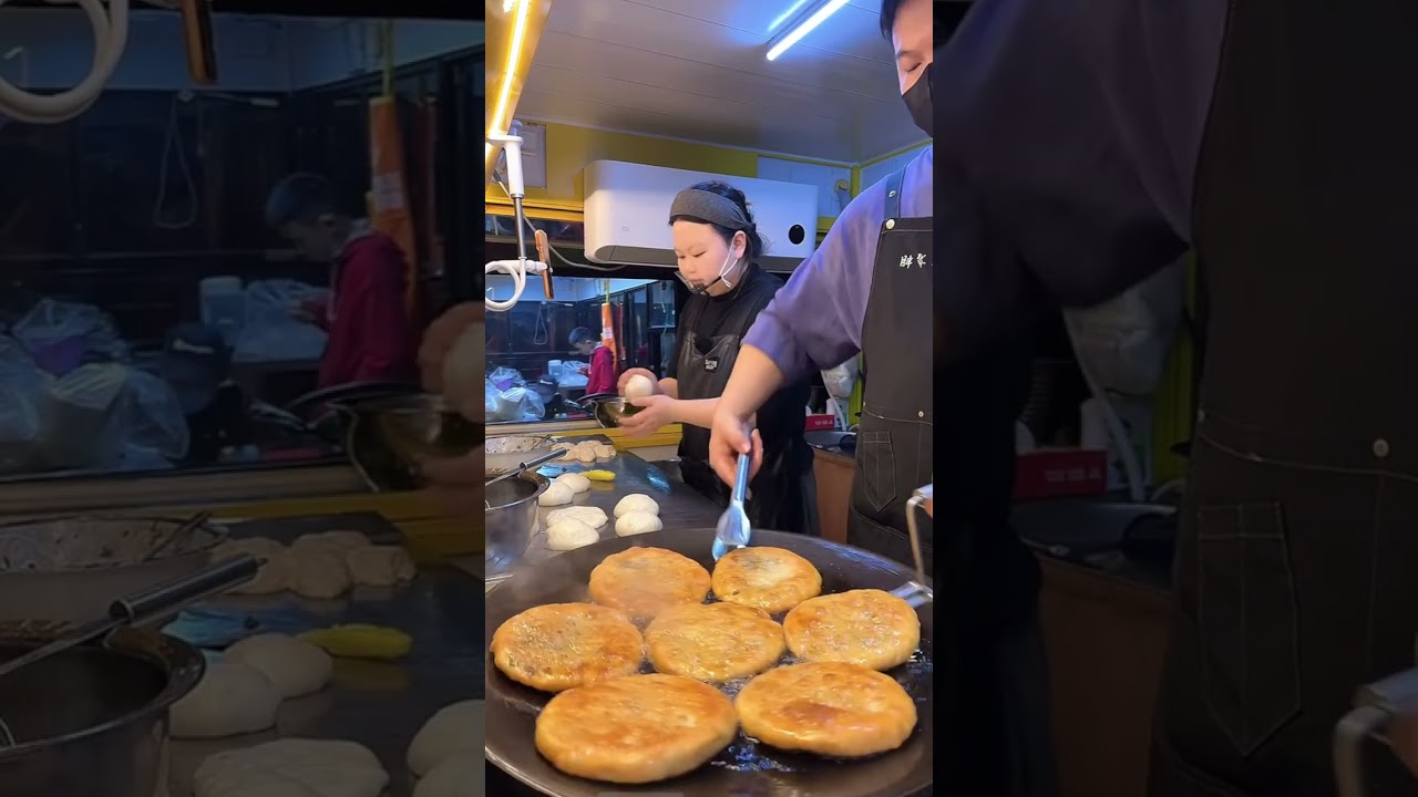 Traditional Scallion Pancakes Made by a Street Vendor | Calm Repetition