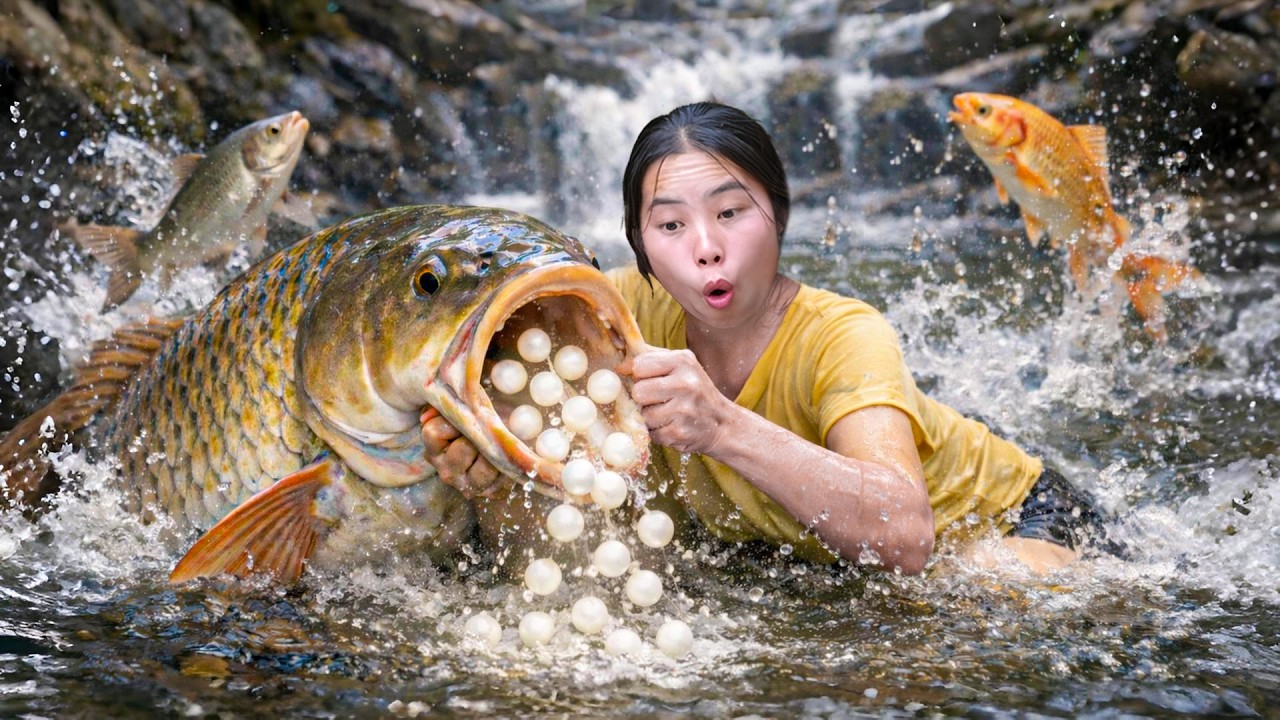 Catching School of Fish with My Kids | Selling at the Market and Making Fried Fish with Tomato Soup