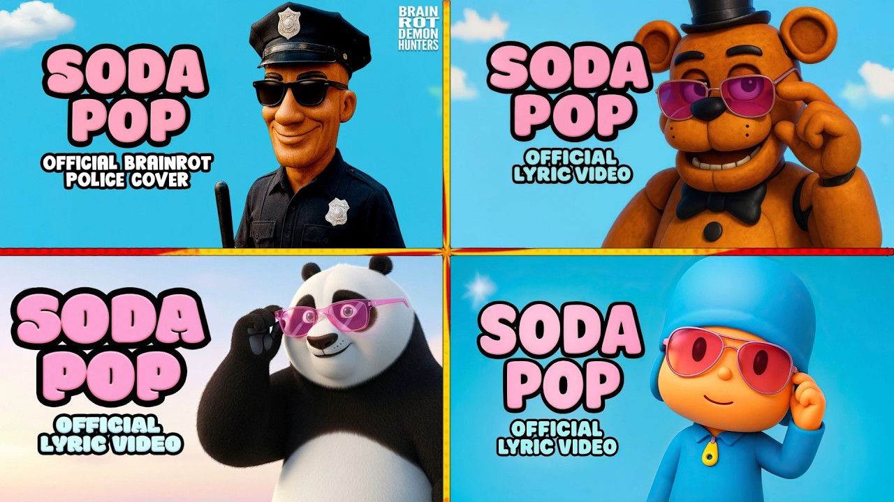 BRAİNROT POLİCE🆚FREDDY🆚KUNG FU PANDA🆚POCOYO[SODA POP MEGA BATTLE🎵 Who Is BesT#23
