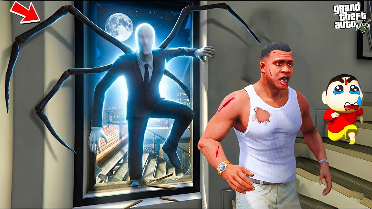 Franklin Shinchan Escapes From Slender Man & Granny in Gta V in Telugu 