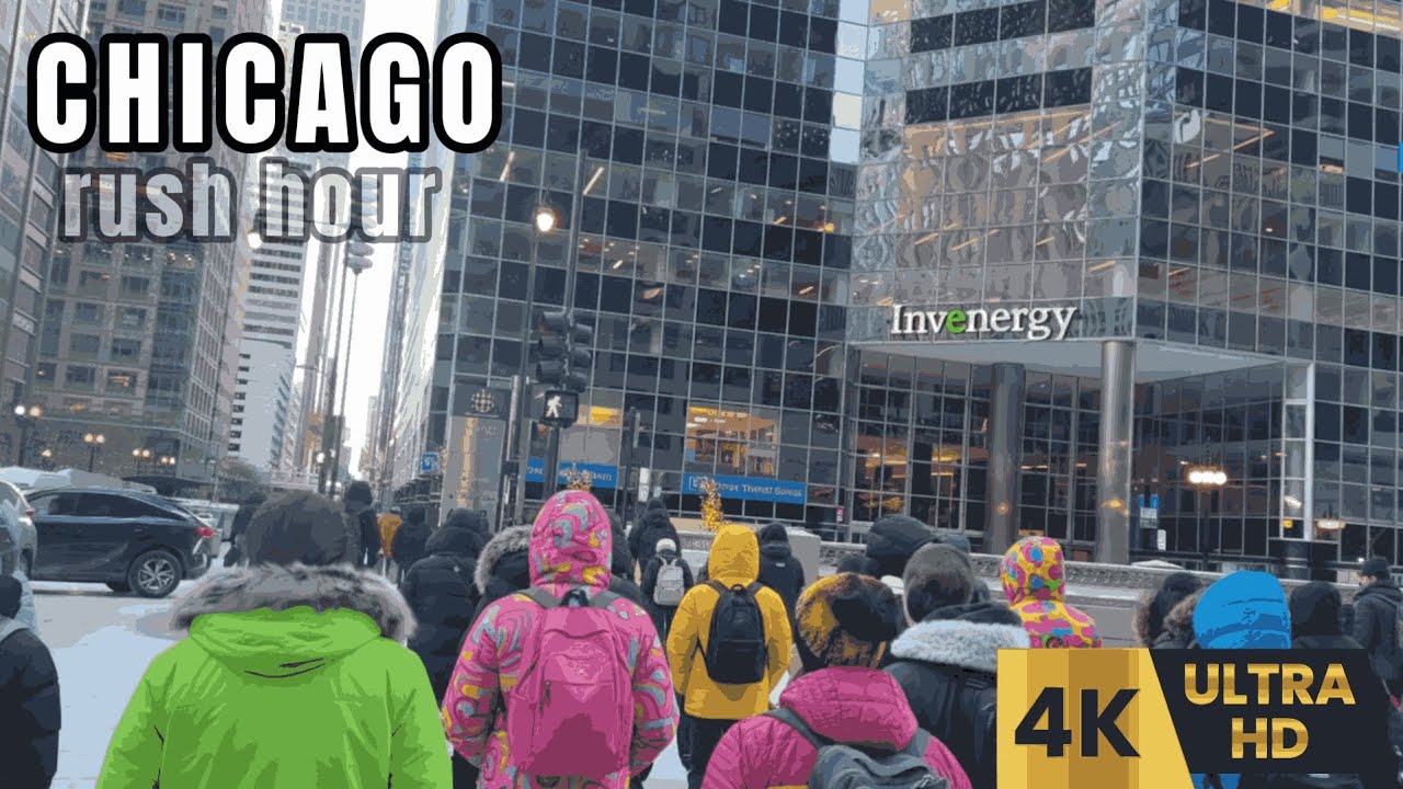 Chicago Morning Working People Commute January 20, 2026 4K 60fps