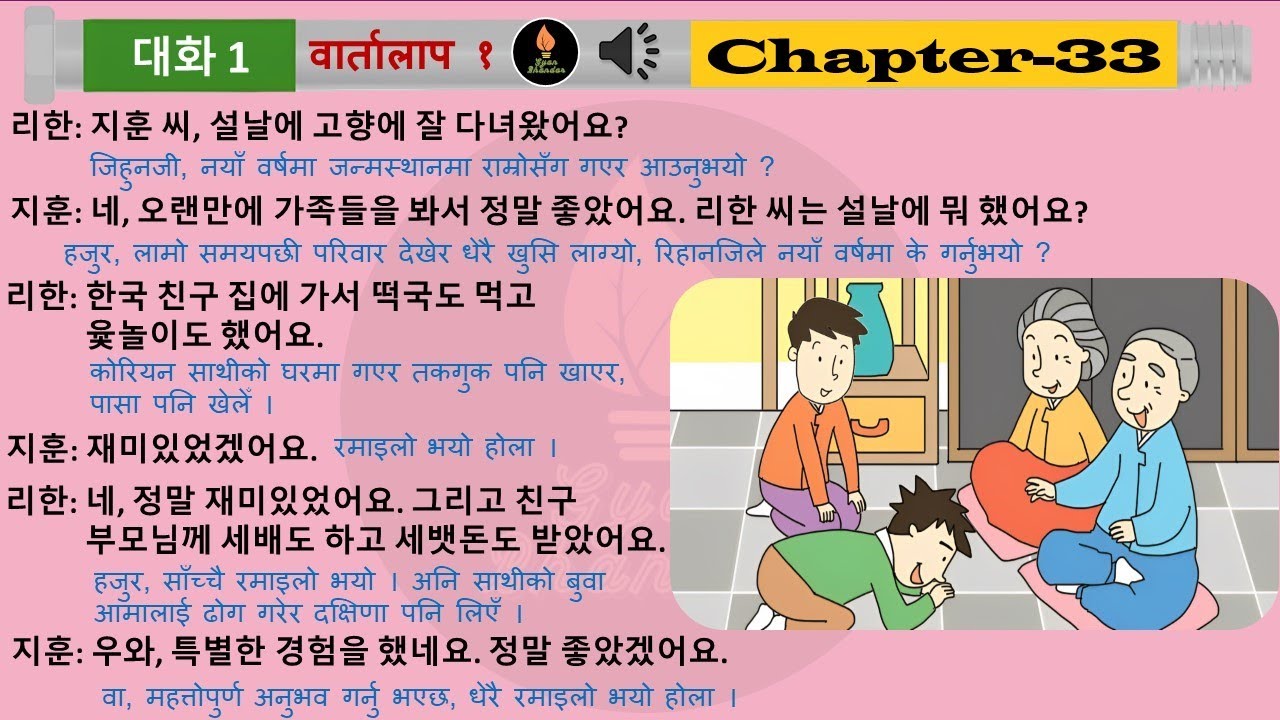 EPS-TOPIK Chapter 33 Korean & Nepali Listening Book.