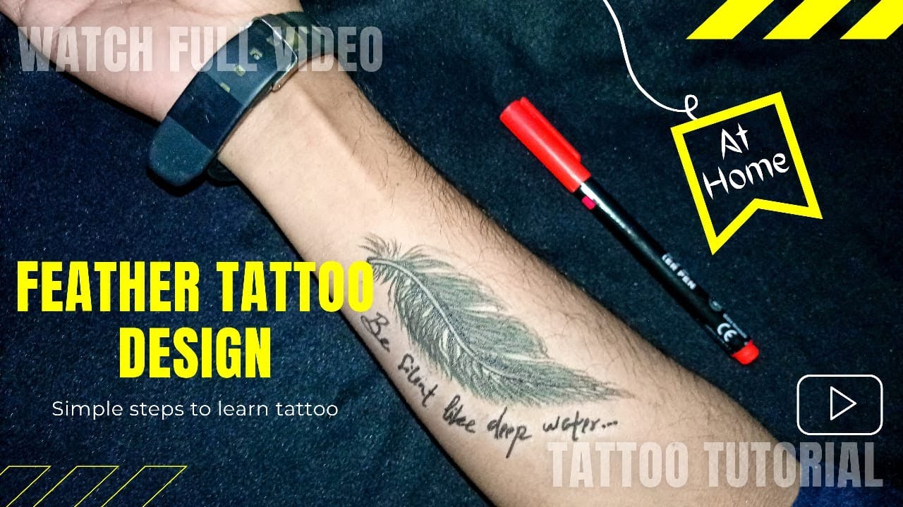 Feather tattoo designs for boys and girls | feather tattoo with name | unique feather tattoo at home