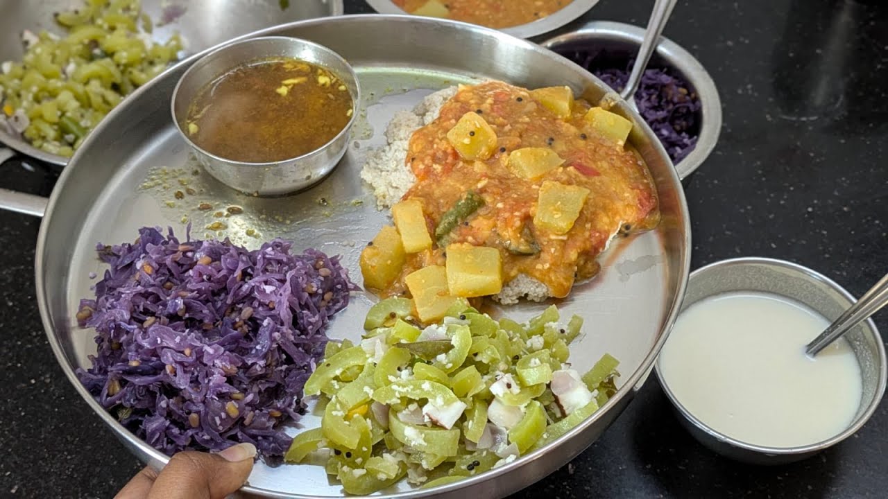Sambar | Rice | cabbage Recipe | New Year Lunch Cooking | #littlebites #cooking #vlog #newyear