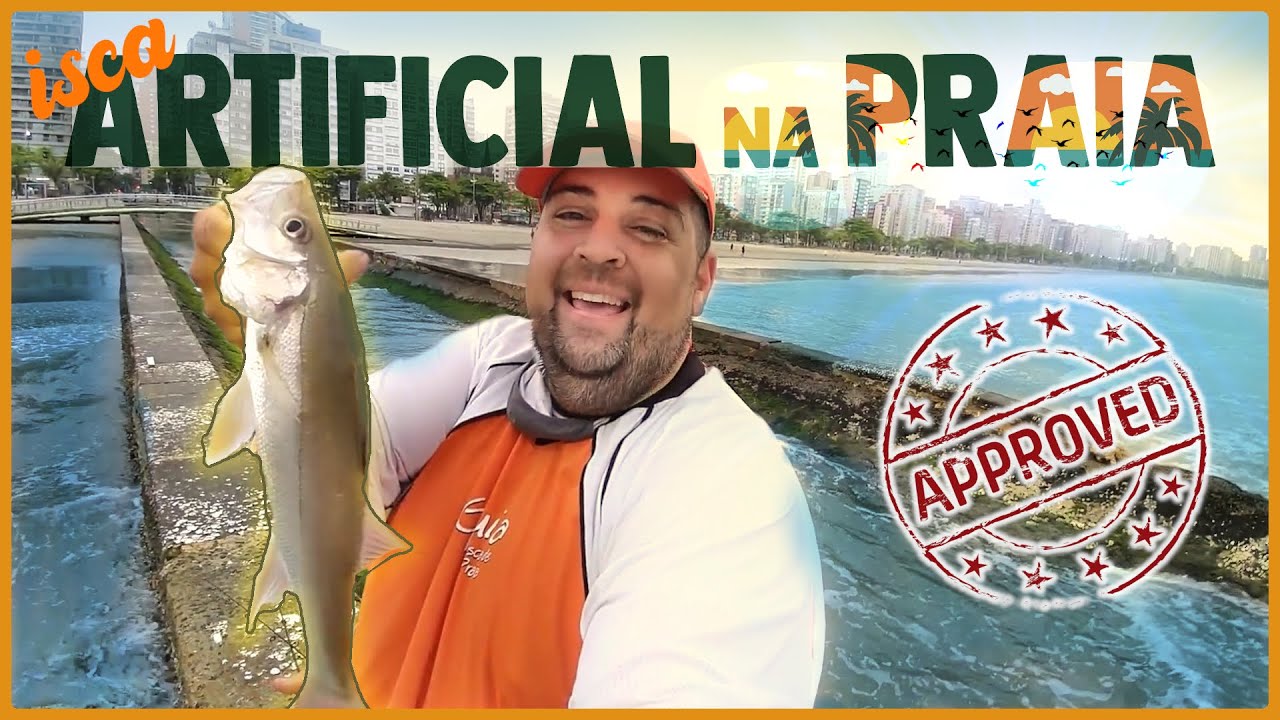 PESCA DE ROBALOS NA PRAIA DE SANTOS COM ISCA ARTIFICIAL - Camarão artificial e shad na boia salvaram